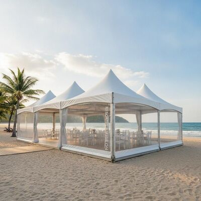 acheter Tente de soirée résistante aux UV Thaïlande Resort Beach Event Canopy avec murs latéraux Pavillon en aluminium fabrication en ligne