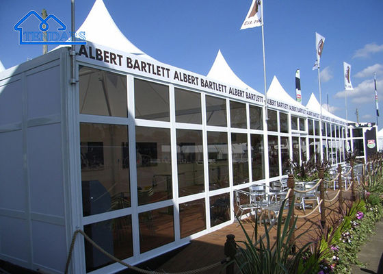 Résistant au feu / résistant au vent à l'extérieur Strong Aluminium High Peak Glass Wall Tent Pagoda Tent