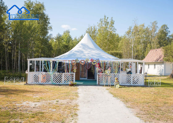 Tente de plage pagode de mariage en aluminium, couverture imperméable en PVC, tissu PVC, expositions, fêtes
