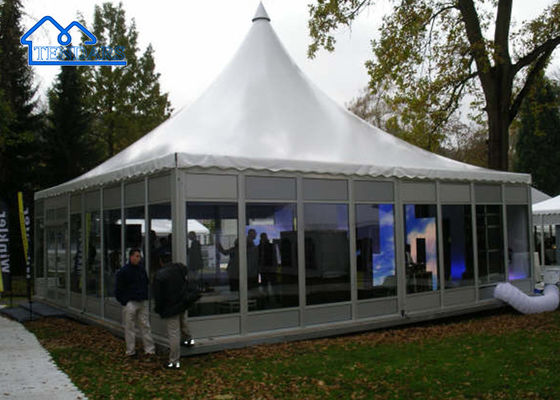 Tente de canopée de pagode en tissu blanc en PVC avec traitement de surface galvanisée à chaud