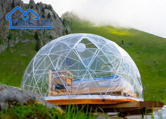 Maison à bulles avec cadre en acier salle à manger extérieure, trampoline ronde de 16 pieds, tente gonflable à dôme à vendre