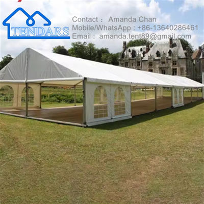 Nouvelle tente commerciale d'extérieur en tissu blanc avec cadre en aluminium et tissu PVC, auvent avec fenêtres, chapiteau pour événements en plein air