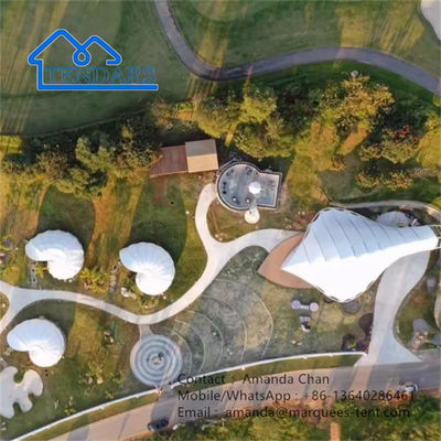 Tente extérieure en forme d'escargot, préfabriquée, éco-logement, structure à membrane