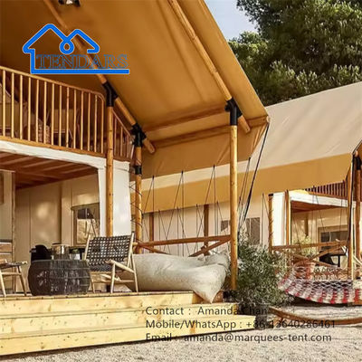 Tente de safari de luxe avec structure en bois solide pour famille