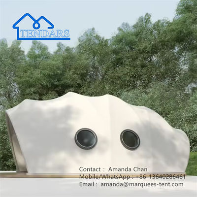 Tente hôtelière de luxe en PVDF en forme de cocon pour événements en plein air