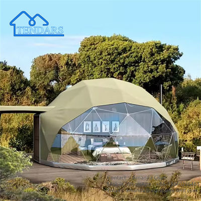 Tente de luxe avec salle de bain Tente de dôme géodésique en verre transparent adaptée au camping