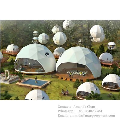 Toutes tailles personnalisées Luxe Dome Maison de vie Hôtel Resort Tentes Glamping Avec salle de bain en acier
