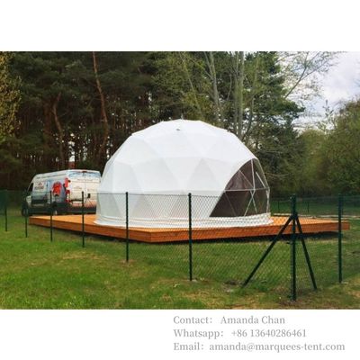 Acceptez le logo personnalisé Hôtel Dome Maison Glamping Tente géodésique à dôme avec couverture de toit en PVC