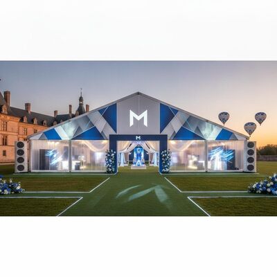 Lancement de produit Tente de chapiteau de fête d'activation de marque Image de marque entièrement personnalisée Expérience immersive Structure d'auvent d'événement de marketing européen