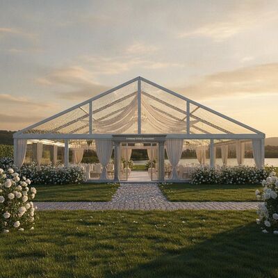 Luxe 12x25m Fête de mariage de marquise Tente de verre Panneaux muraux en aluminium Cadre d'événement européen