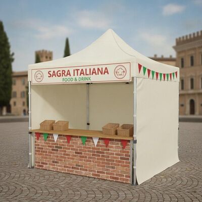 Tente de chapiteau de fête pliante Portable Pop-Up en aluminium, installation rapide, auvent de stand de marché pour Festival alimentaire Sagra italien
