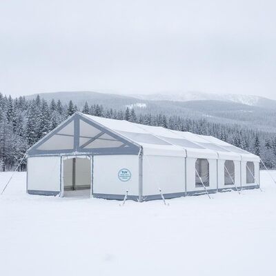 Tente de réception tout temps robuste TUV certifiée Pavillon en aluminium pour conditions extrêmes Fédération de Russie toute l'année