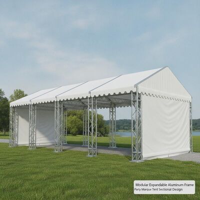Tente de réception modulaire en aluminium extensible avec conception sectionnelle pour lieux d'événements en croissance