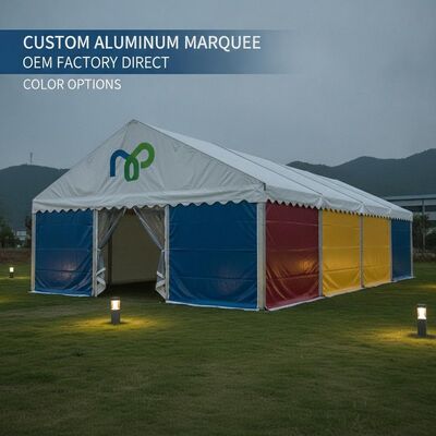 Tente de réception en aluminium personnalisée, vente directe d'usine avec options de couleur et impression de logo